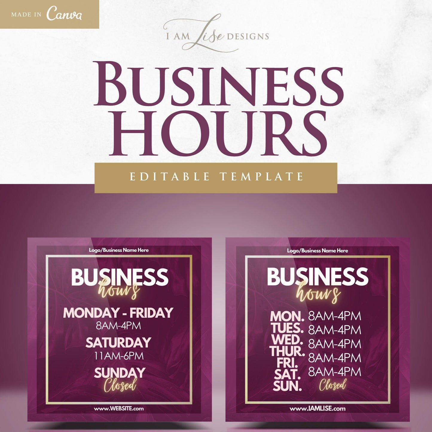 Business Hours, Business Templates, Canva Templates, Business Canva, Instagram Post, Marketing Template, Email Template