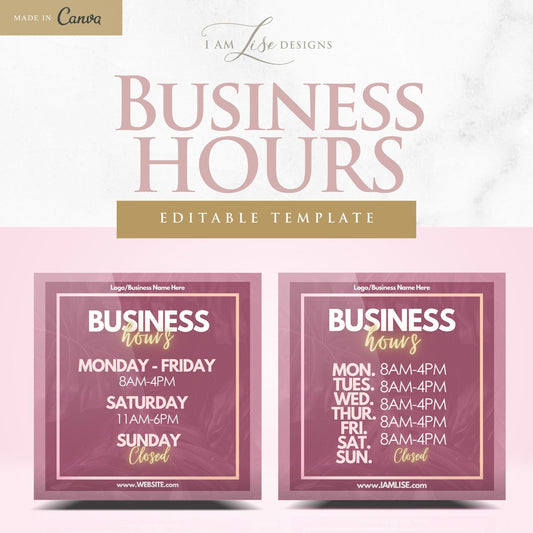 Business Hours, Business Templates, Canva Templates, Business Canva, Instagram Post, Marketing Template, Email Template