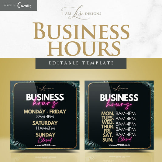 Business Hours, Business Templates, Canva Templates, Business Canva, Instagram Post, Marketing Template, Email Template