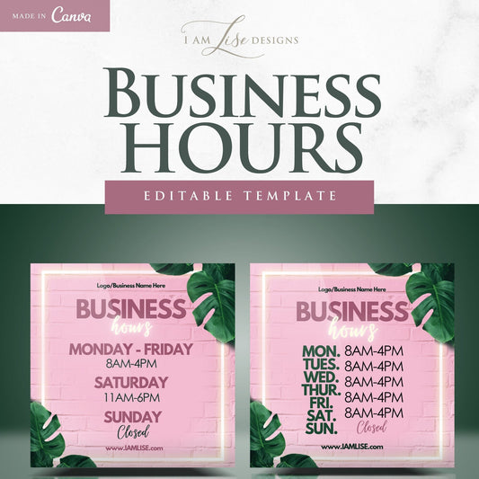 Business Hours, Business Templates, Canva Templates, Business Canva, Instagram Post, Marketing Template, Email Template