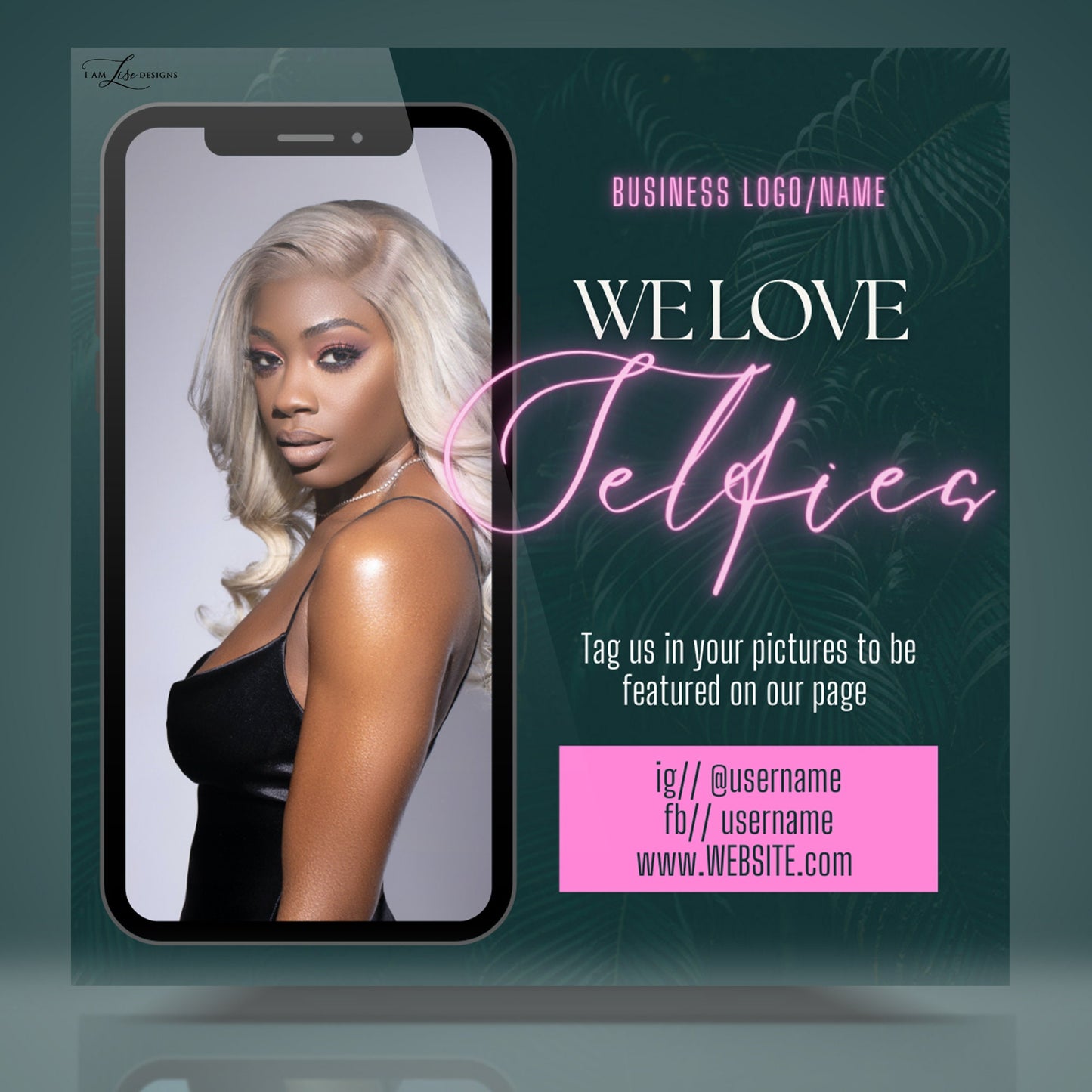 Tag Us In Your Selfie Flyer, DIY Tag Us, Selfie Flyer, Sale Flyer, Instagram, Selfie Cam, Social Media Flyer, Canva Template