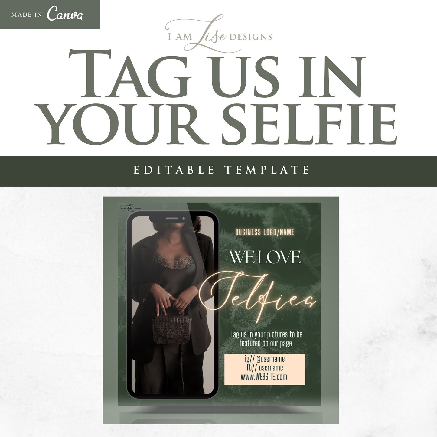 Tag Us In Your Selfie Flyer, DIY Tag Us, Selfie Flyer, Sale Flyer, Instagram, Selfie Cam, Social Media Flyer, Canva Template