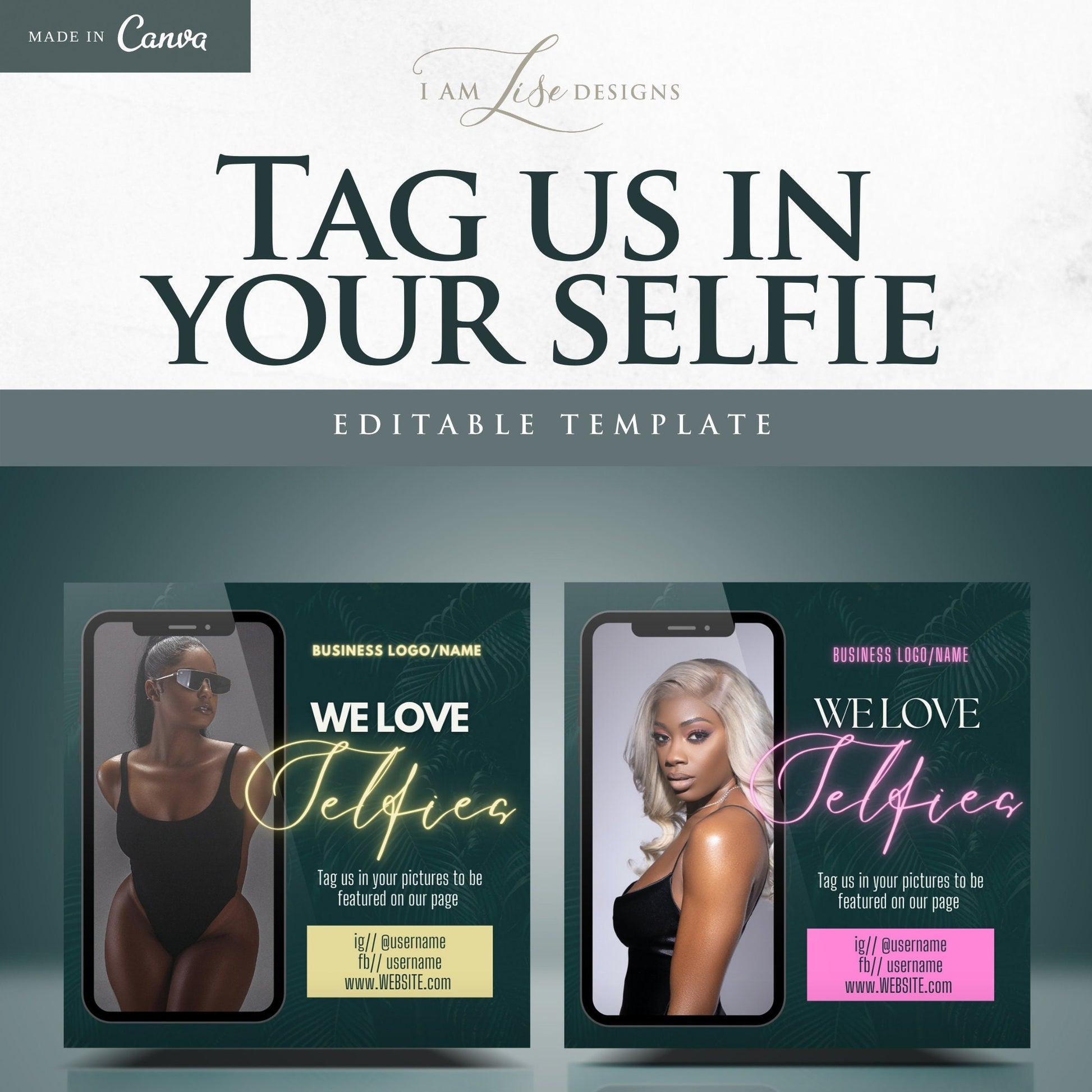 Tag Us In Your Selfie Flyer, DIY Tag Us, Selfie Flyer, Sale Flyer, Instagram, Selfie Cam, Social Media Flyer, Canva Template