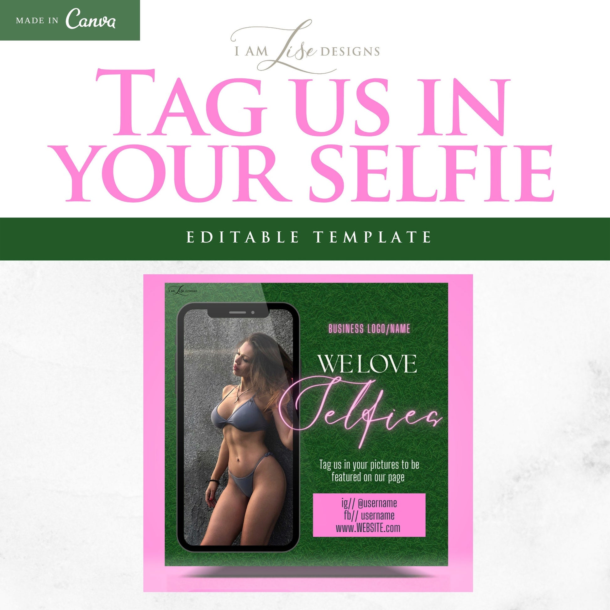 Tag Us In Your Selfie Flyer, DIY Tag Us, Selfie Flyer, Sale Flyer, Instagram, Selfie Cam, Social Media Flyer, Canva Template