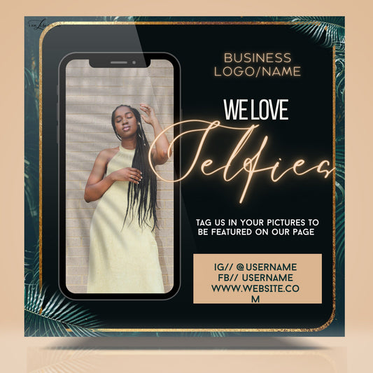 Tag Us In Your Selfie Flyer, DIY Tag Us, Selfie Flyer, Sale Flyer, Instagram, Selfie Cam, Social Media Flyer, Canva Template