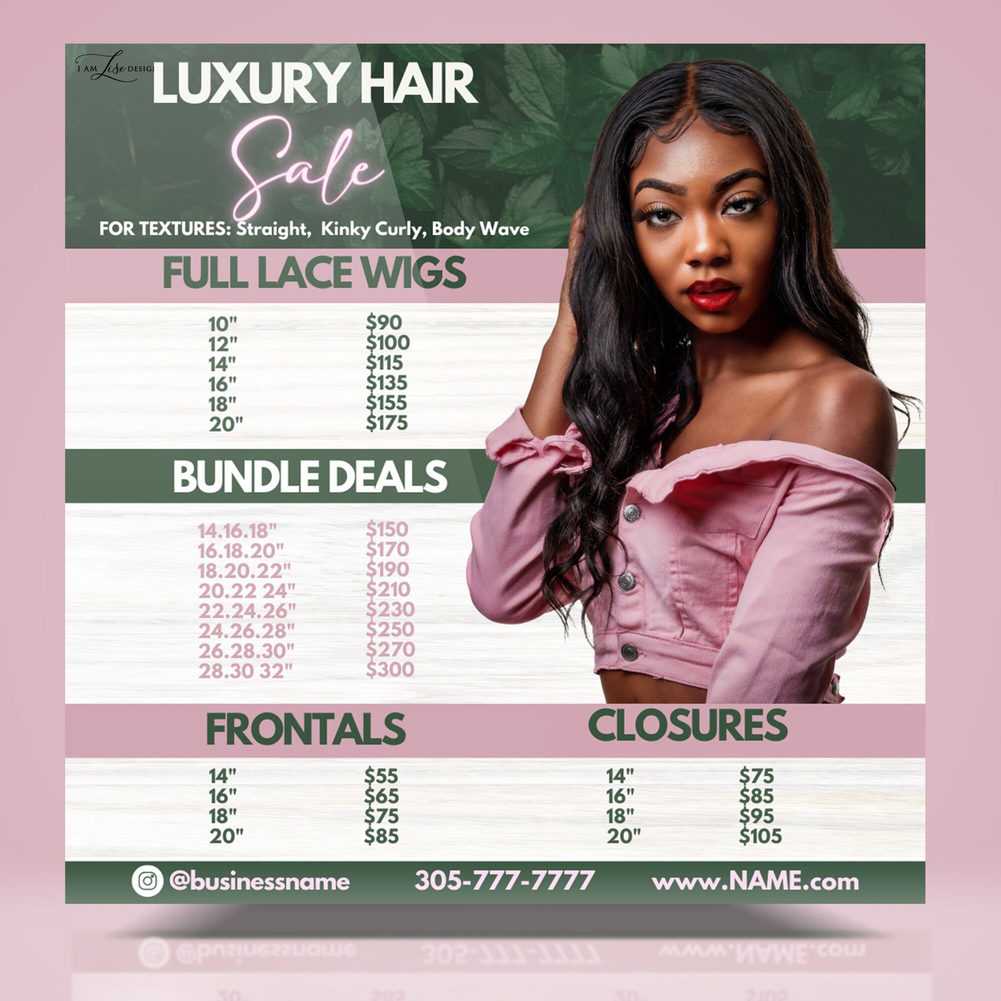 Hair Price List, Price List Template, Hair Pricing Flyer, Hair Bundle Price List, Hair Price List Flyer, Business Canva, Post, Price List,