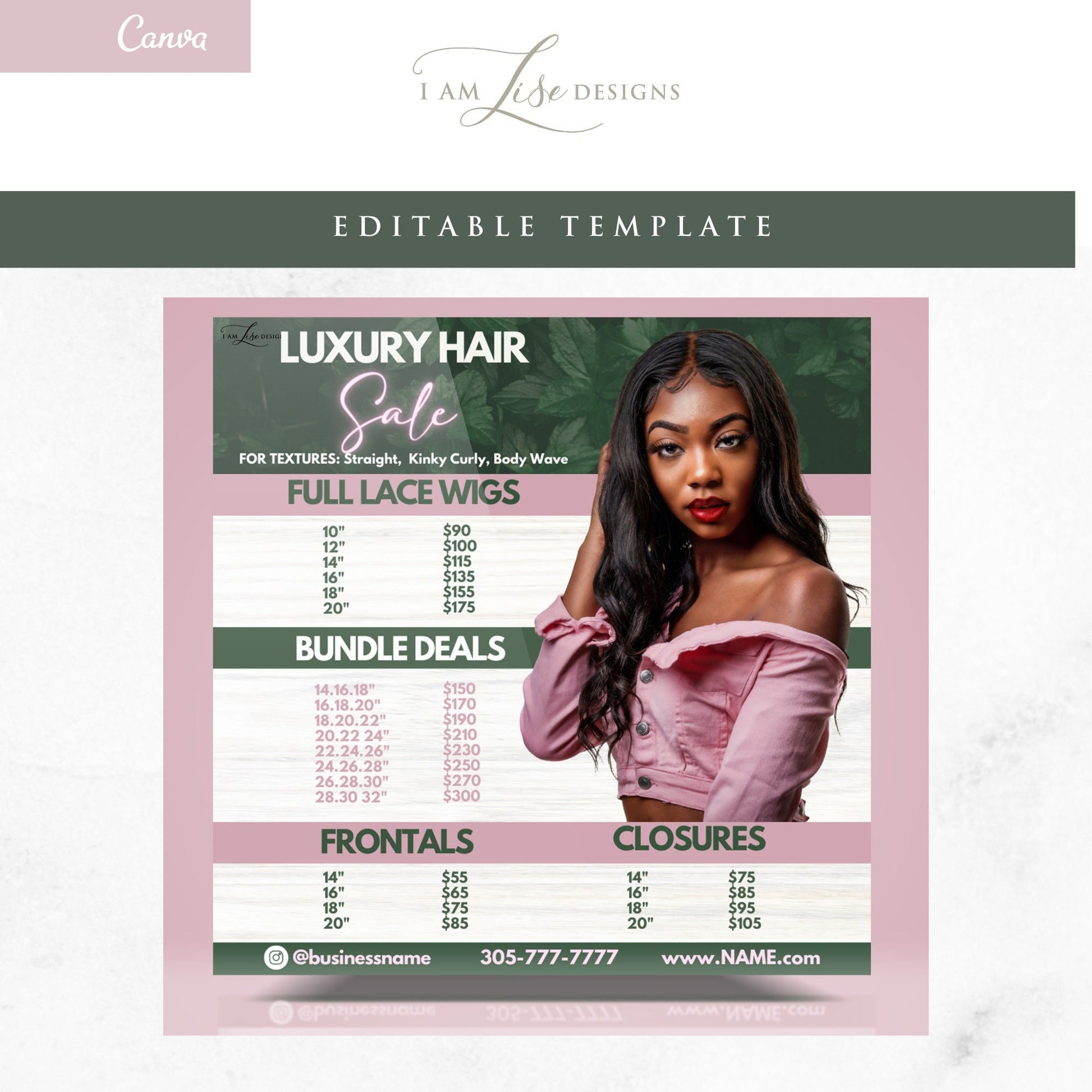 Hair Price List, Price List Template, Hair Pricing Flyer, Hair Bundle Price List, Hair Price List Flyer, Business Canva, Post, Price List,