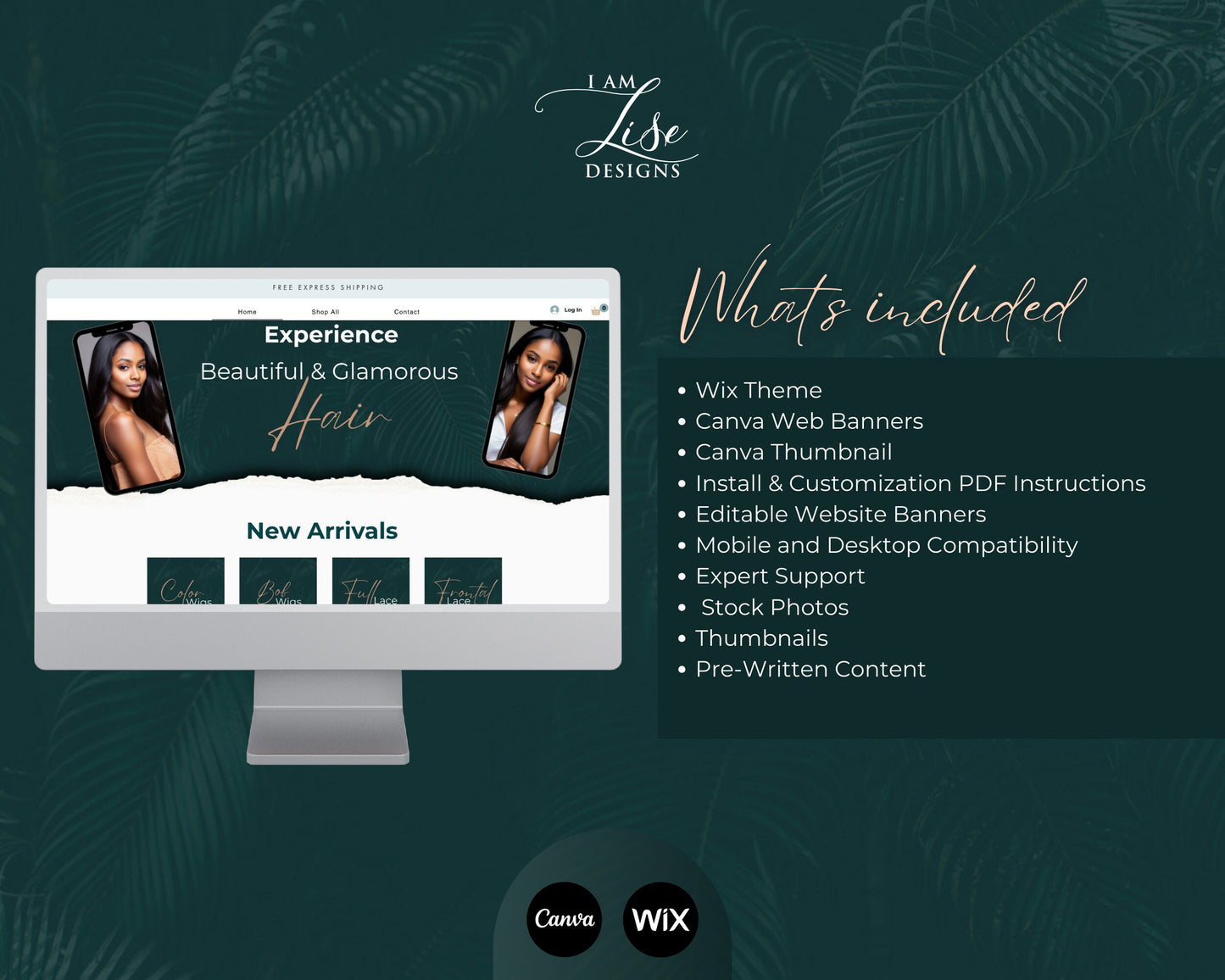 Wix Website Template, Tropical Template, Website Template, Hair Website, Beauty Template, E-commerce Chic Template, Nature, Store Template