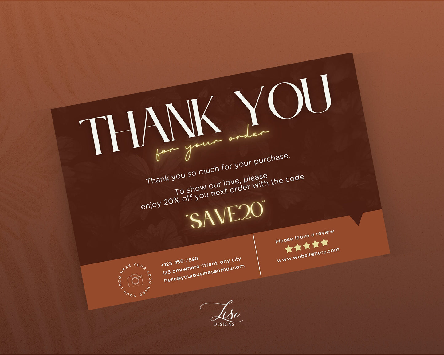 Thank You Card | Thank You Card Template | Customer Package Insert Card | Beauty templates | Thank you printable | Canva