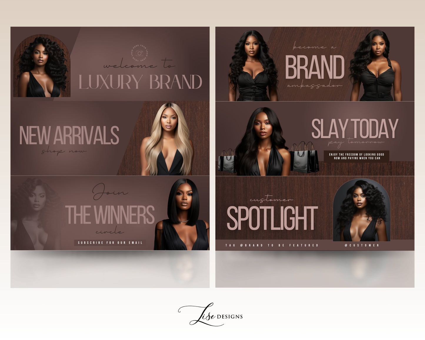 DIY Website Banners Set | Shopify | Hair | Wigs | Website Design Templates Set | Web Banners | Web Banner | Canva | Skin | Beauty