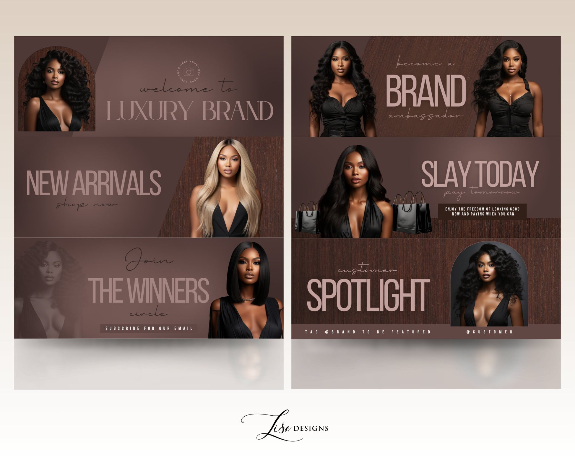 DIY Website Banners Set | Shopify | Hair | Wigs | Website Design Templates Set | Web Banners | Web Banner | Canva | Skin | Beauty