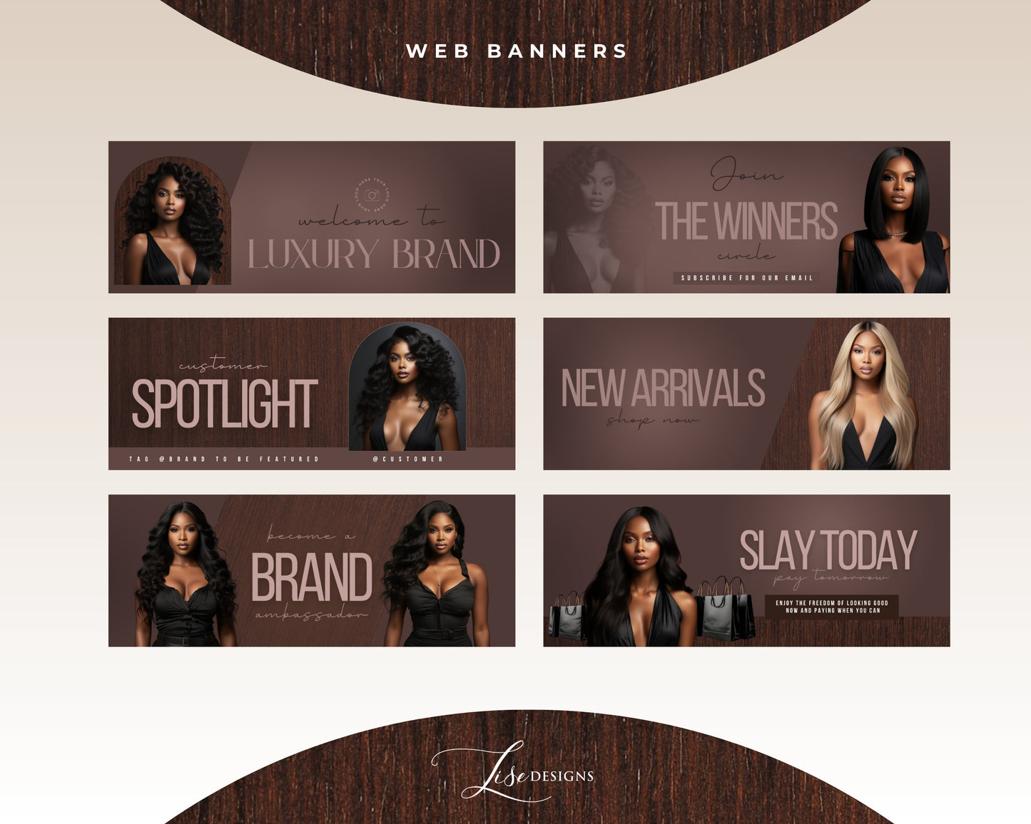 DIY Website Banners Set | Shopify | Hair | Wigs | Website Design Templates Set | Web Banners | Web Banner | Canva | Skin | Beauty