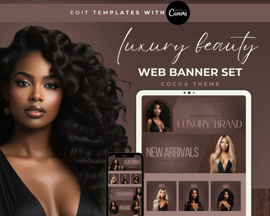 DIY Website Banners Set | Shopify | Hair | Wigs | Website Design Templates Set | Web Banners | Web Banner | Canva | Skin | Beauty