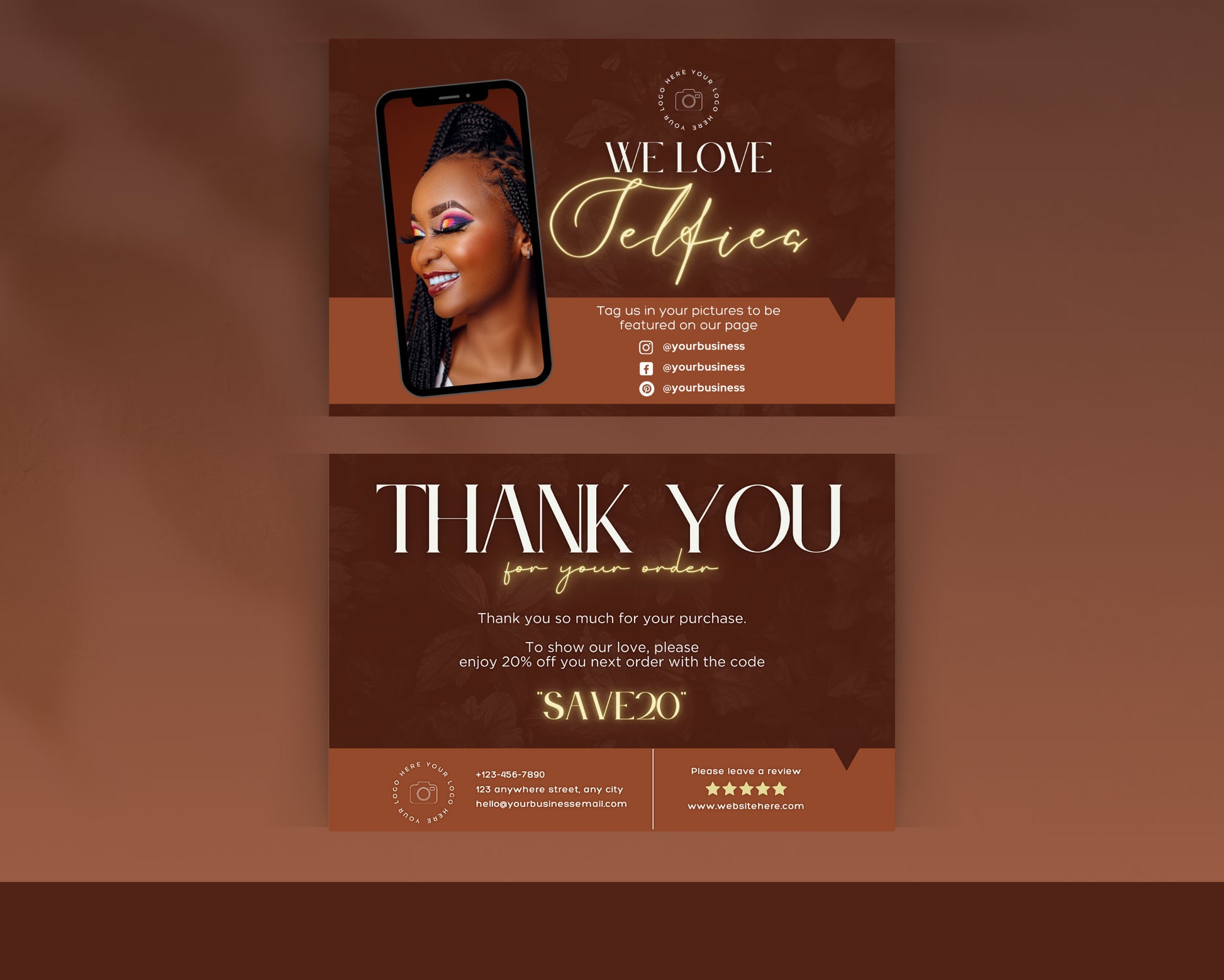 Thank You Card | Thank You Card Template | Customer Package Insert Card | Beauty templates | Thank you printable | Canva