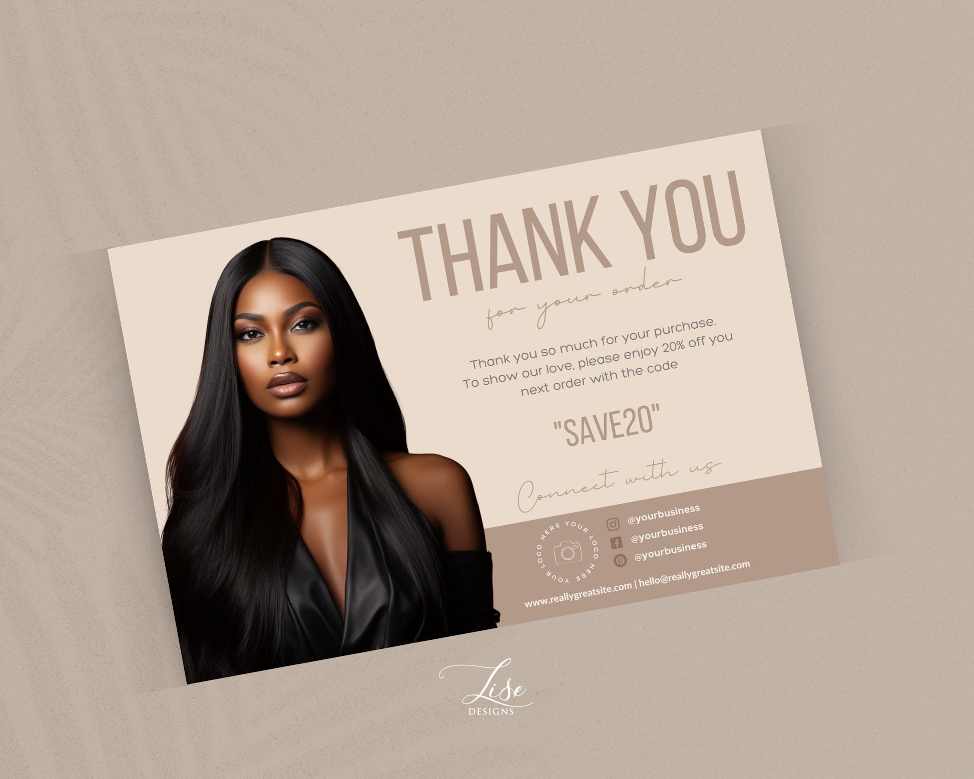 Thank You Card | Thank You Card Template | Customer Package Insert Card | Beauty templates | Thank you printable | Canva