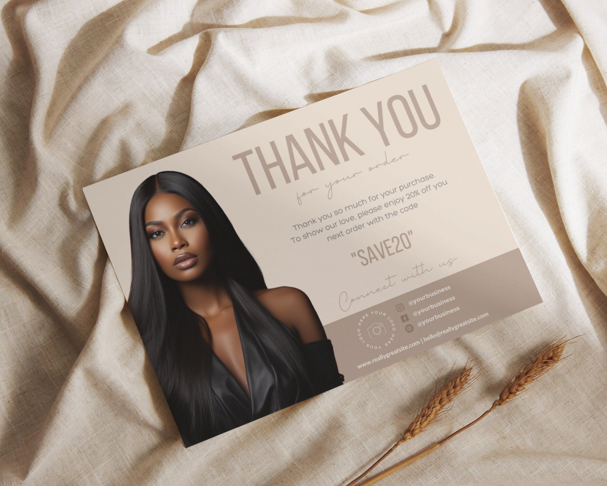 Thank You Card | Thank You Card Template | Customer Package Insert Card | Beauty templates | Thank you printable | Canva