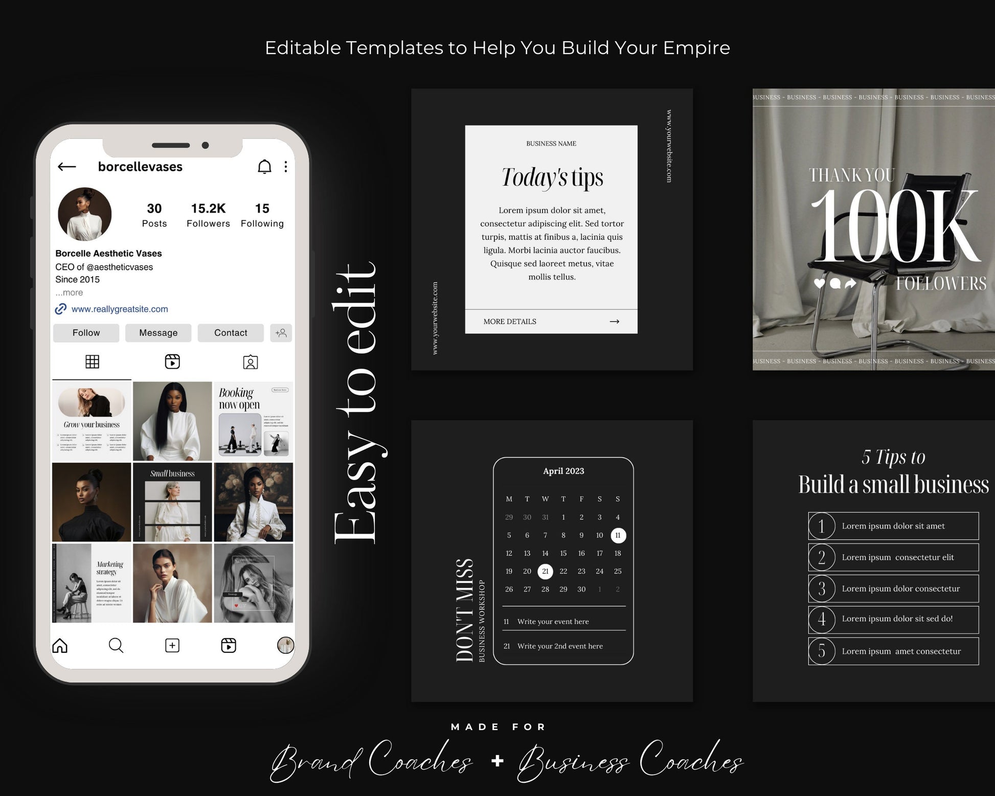 Business Coach | Social Media Templates | Instagram Templates | Social Media Manager | Mindset Coach | Digital Marketing Instagram